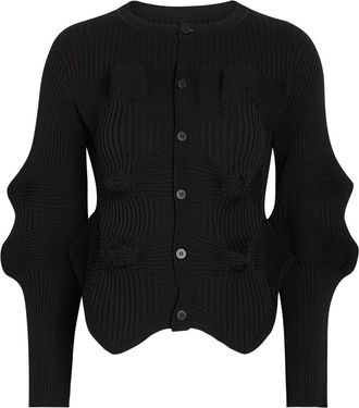 Issey Miyake Sculpted Knit Cardigan - Black - 2