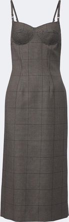 MUGLER Houndstooth wool midi dress