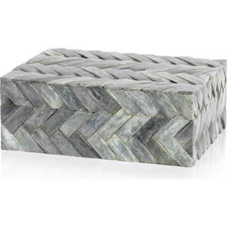 Zodax Bengkulu Herringbone Bone Decorative Box in Gray at Nordstrom Rack