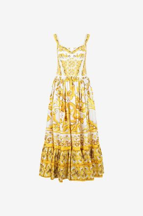 Dolce & Gabbana Midi-Bustierkleid aus Popeline Majolika