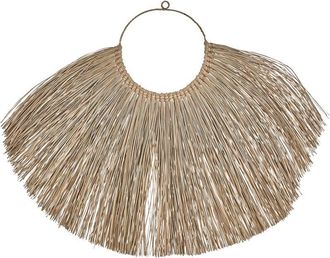 Beliani Decoraci&oacute;n De Pared Boho Natural Color Claro Fibras De Jacinto De Agua Accesorio Redondo Hatinh