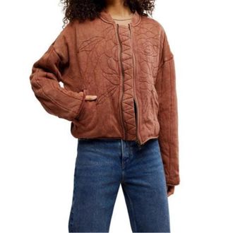 Free People Rose Bomber Jacket Womens Cinnamon Stick Full Zip GBO3211