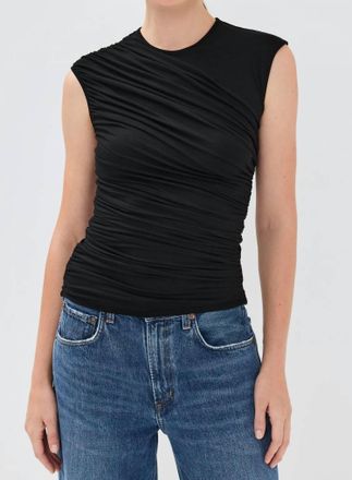 A Gold E Ester Twist Tank Top In Black