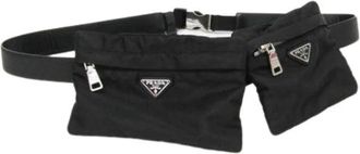 Prada Pre-owned Belt Bags, male, Black, Size: ONE SIZE Pre-owned Tessuto Belt Pouch