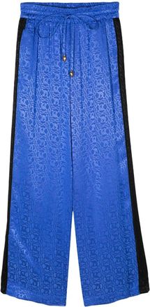 Just Cavalli jacquard logo straight-leg trousers - women - Polyester/Viscose - 40 - Blue