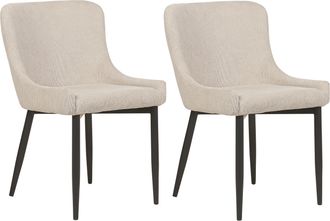 Beliani Beliani - Conjunto De 2 Sillas Auxiliares Con Elegantes Patas De Hierro Negro Tapizado De Tela Beige Claro Everly