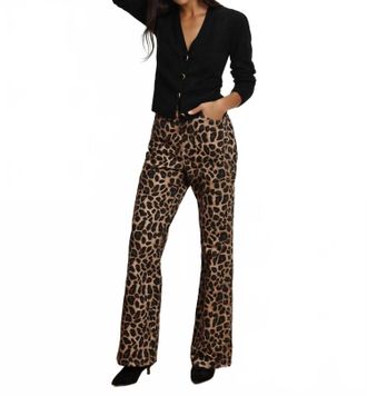 Veronica Beard Taylor Wide-Leg Jeans In Washed Leopard
