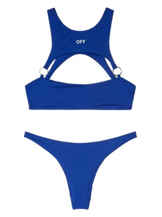 Off-white Bikini met logoprint - Blauw