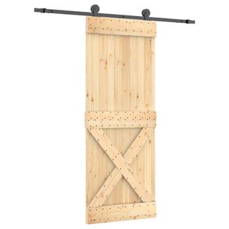 vidaXL Puerta Corredera Natural Y Negro 80 X 210 Cm Vidaxl