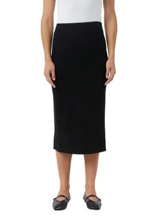 Comma Midirock, Damen, Gr. 38, schwarz, Feinstrick, Obermaterial: 72% Viskose, 28% Polyester, COMMA CASUAL IDENTITY, unifarben, schmal ca. Mitte Wade, R&ouml;cke