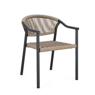 Konte Design Juego de 4 sillas con reposabrazos en color marr&oacute;n y negro