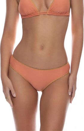 Luli Fama Luxe Stitch Seamless Full Ruched Back Bikini Bottom In Azafran