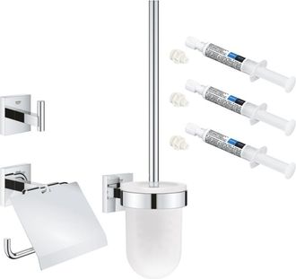 GROHE Set De Accesorios Para Inodoro 3 En 1 Grohe Start Cube Cromado + 3 Grohe Quickglue