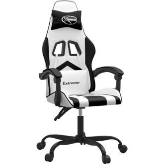 vidaXL Sedia da Gaming Girevole Bianco e Nero in Similpelle vidaXL