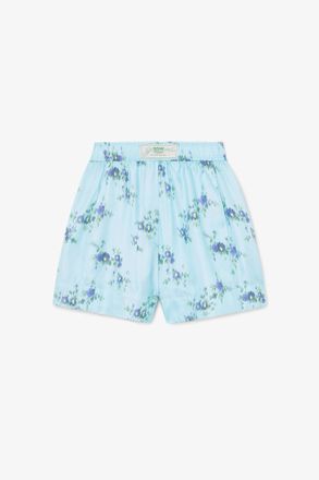 Ganni Iced Aqua Shorts in Printed Silk - Size 32 Organic Wool