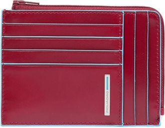 Piquadro Portemonnee met rits voor munten - Heren - Portefeuilles - Rood - ONE Size - Leer - Accessoires
