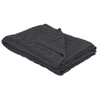 Beliani Manta De Algod&oacute;n Gris 140 X 170 Cm Cama Acogedora Dise&ntilde;o Moderno Fethiye