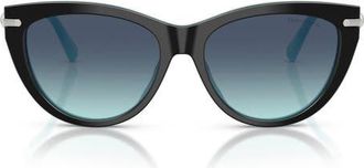Tiffany & Co. 55mm Cat Eye Sunglasses in Black On Tiffany Blue /Azure at Nordstrom
