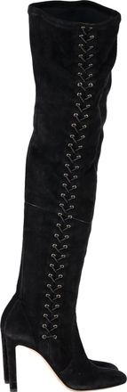 Jimmy Choo London Pre-owned Womens Marie 100 Knee-High Boots in Black Suede - Size 37.5 EU/IT
