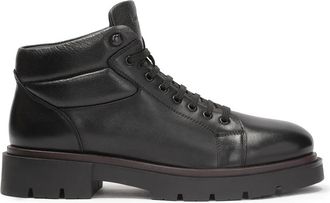 Kazar Zwarte herenlaarzen met laag bovendeel - Heren - Veterlaarzen - Zwart - 44 EU - Leer - Schoenen