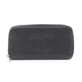 Chanel Black Leather Long Wallet (Bi-Fold) (Pre-Owned)
