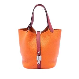 Herm&egrave;s Pre-owned Picotin Lock 18 - Dames - Vintage Tas - Oranje - ONE Size - Leer - Vintage