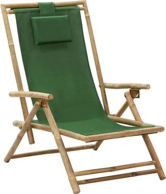 vidaXL Silla De Relax Reclinable De Bamb&uacute; Y Tela Verde Vidaxl