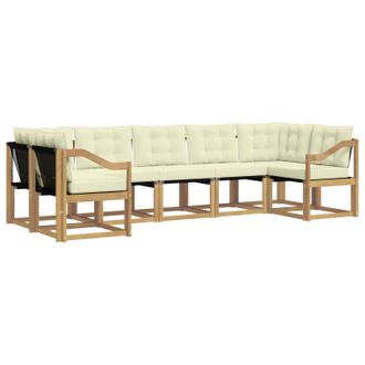 vidaXL Conjunto De Sof&aacute;s De Exterior Con Coj&iacute;n 7 Pcs Blanco Y Crema Vidaxl