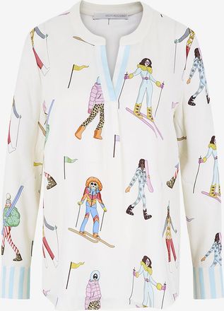 Herzen&rsquo;s Angelegenheit Bluse mit V-Ausschnitt aus bedrucktem Krepp