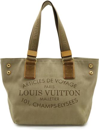Louis Vuitton Beige Khaki Canvas Shoulder Bag Tote Bag (Pre-Owned)