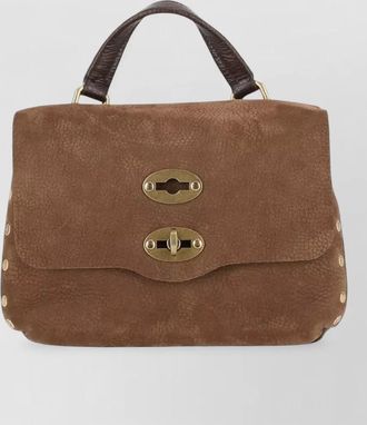 Zanellato pebbled leather studded shoulder bag