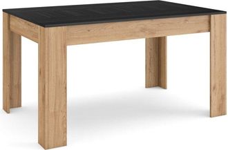 Skraut Home Skraut Home - Mesa Comedor, Mesa Fija Cocina Y Sal&oacute;n, 140x90x76 Cm, Para 6 Comensales, Muebles Comedor, Estilo Moderno, Negro Y Roble