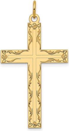Diamond2Deal 14k Yellow Gold Laser Designed Cross Pendant