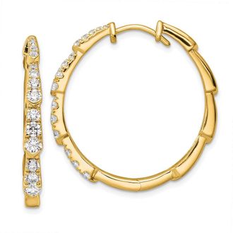 Diamond2Deal 14k Gold 1 1/5 ct Lab Grown Diamond Fancy Hoop Earrings VS Clarity, D-E Color