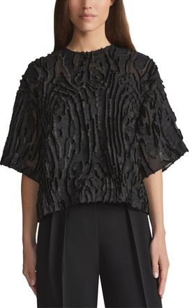 Lafayette 148 New York Silk-Blend Drop Shoulder Crewneck Blouse