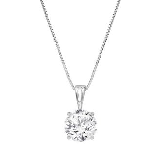 Grown Brilliance 1/2 Carat, 14K White Gold 4 Prong Set Round-cut Lab Grown Diamond Solitaire Stud Pendant Necklace