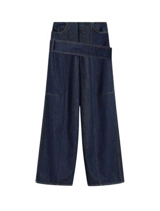 Sportmax Pantalone Ampio In Denim - Runway - Blu-Donna