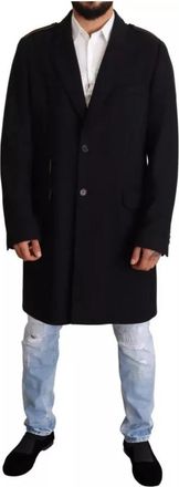 Dolce & Gabbana Blauwe Wollen Trenchcoat met Gouden Zijde - Heren - Mantel - Blauw - S - Wol - Jassen