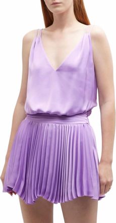 Ramy Brook Aleesia Pleated Satin Mini Dress In Lilac