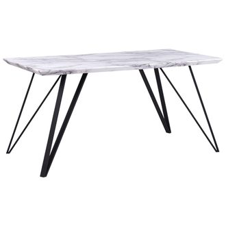 Beliani Beliani - Mesa De Comedor Blanca Con Tablero De Mdf Negro Patas De Metal 150 X 80 Cm Efecto M&aacute;rmol Glamour Industrial Molden