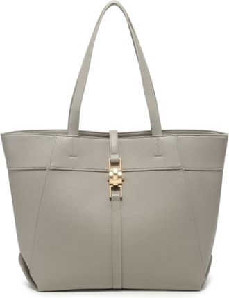 Generic Womens Oversize Tote Handbag with Metal Lock, Large Zip Top Shopper Bag with Two Handles, Spacious Everyday Shoulder Tote (Light Grey)