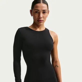 Nike Womens Zenvy Dri-FIT One-Sleeve Top in Black | IB8973-010