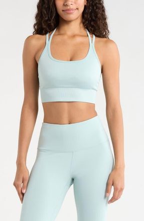 Zella Seamless Strappy Sports Bra in Blue Raindrop at Nordstrom, Size X-Small