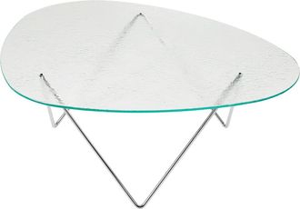 GUBI Pedrera Couchtisch, Chrom / Glas strukturiert transparent