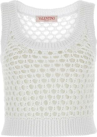 Valentino Garavani White Mesh Valentino Garavani Escape Crop Top