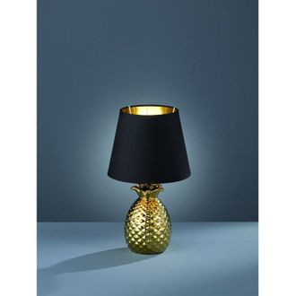 Reality Reality Leuchten - L&aacute;mpara De Sobremesa Decorativa Pineapple Pineapple Gold Con Pantalla Negra &Oslash;20 Cm Trio Lighting