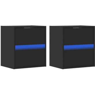 vidaXL Vidaxl - Muebles De Tv De Pared Con Luces Led 2 Uds Negro 41x31x45 Cm
