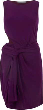 Alberta Ferretti Jurk zonder mouwen met draperie - Dames - Korte kleedjes - Paars - S - Leer - Kleedjes