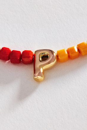 Anthropologie Colorful Beaded Initial Necklace