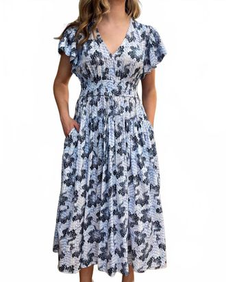 Ulla Johnson Lyria Shibori Wave Dress In Sky Blue